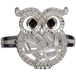 Ocean Treasures Owl Crystal Pave Silver-Plated Boxed Ring