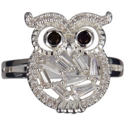 Owl Crystal Pave Silver-Plated Boxed Ring