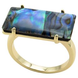Ocean Treasures Abalone Rectangle Gold Plated Boxed Ring