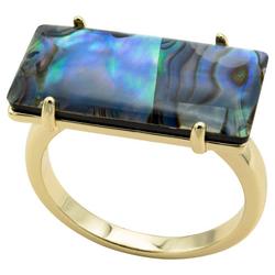 Abalone Rectangle Gold Plated Boxed Ring