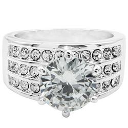 Pave Rhinestone Silver-Plated Ring