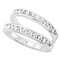 Ocean Treasures Eternity 2-Row CZ Silver Plated Boxed Ring