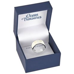 Ocean Treasures Mother Of Pearl Wide Band Silver Plated Ring