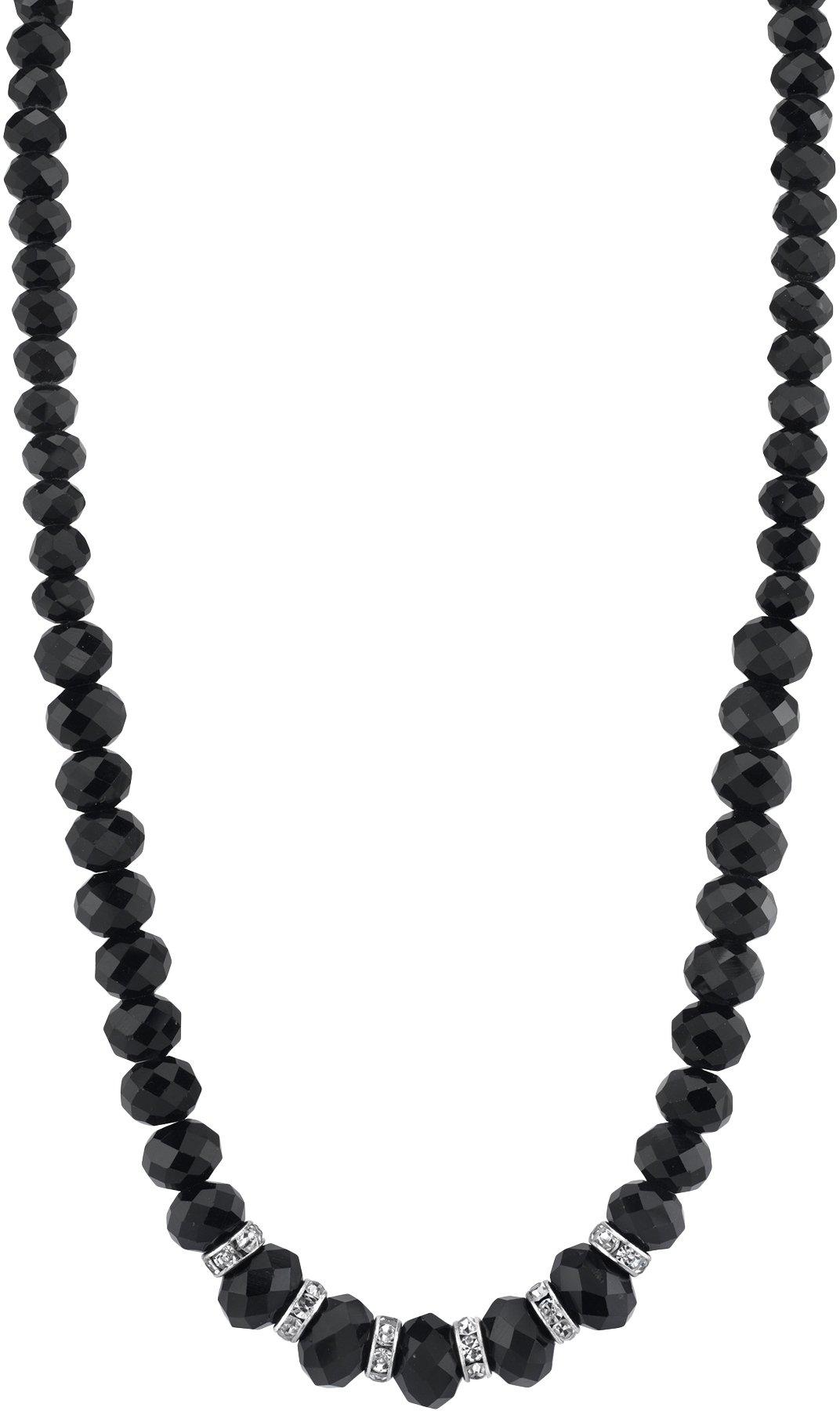 16 3 Extender 1928 Jewelry Hematite-Tone Black Oval Pendant Necklace