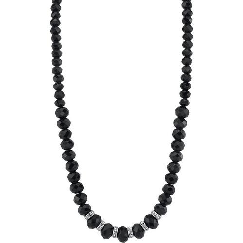 16 3 Extender 1928 Jewelry Hematite-Tone Black Oval Pendant Necklace