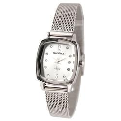 Womens Silver Tone Rectangle Face Bracelet Watch