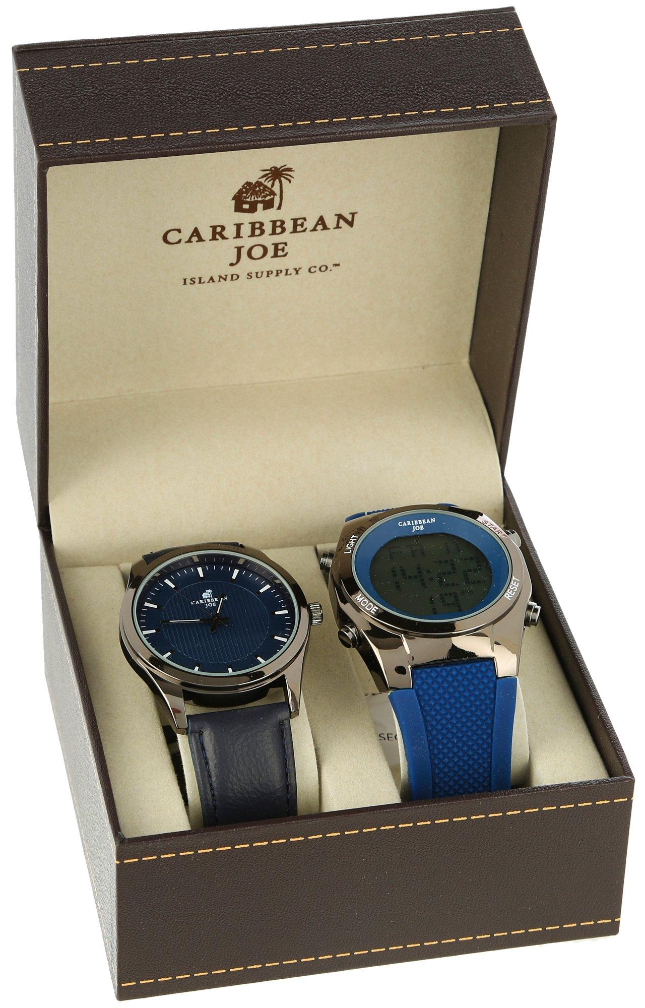 Caribbean Joe Mens Duo Digital & Analog Watch Set