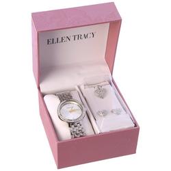 3-Pc. Pave Watch Heart Necklace & Earring Set