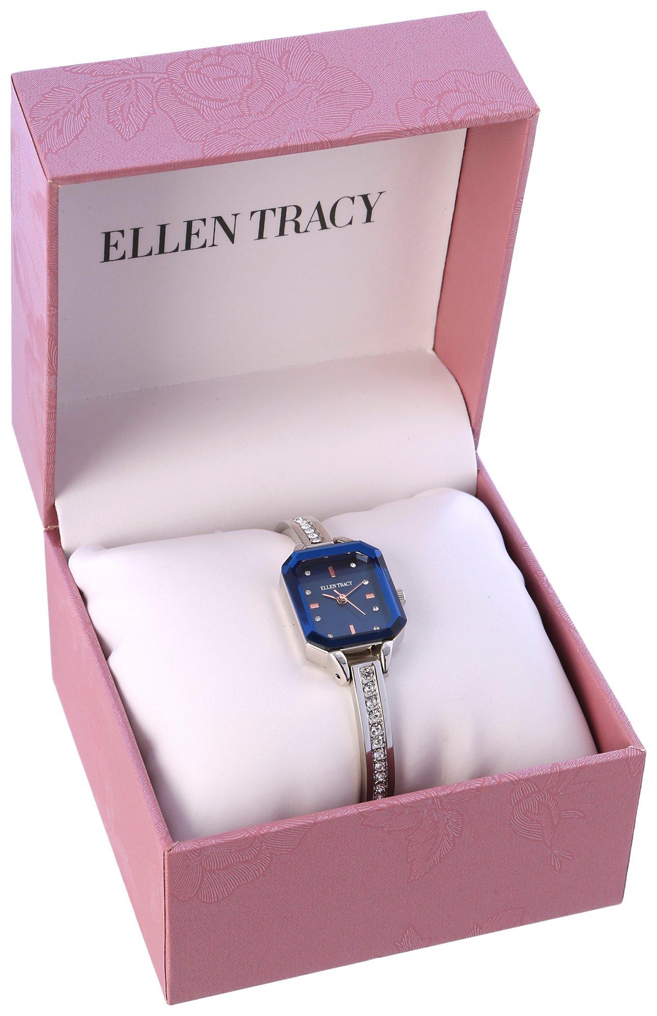  Ellen Tracy Womens Black Gunmetal Face Mesh Watch One