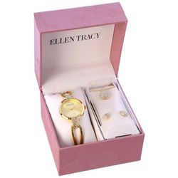 Ellen Tracy 3-Pc. Pave Teardrop Watch Necklace Earring Set