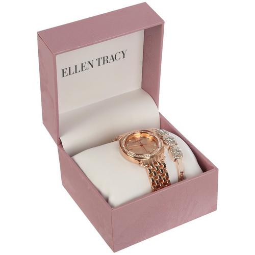 Ellen Tracy 2-Pc. Pave Watch & Bracelet Set