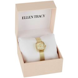 Ellen Tracy Womens Analog Rectangle Face Bracelet Watch