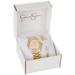 Jessica Simpson Womens 2-Pc. Gold Tone Bracelet & Watch Set