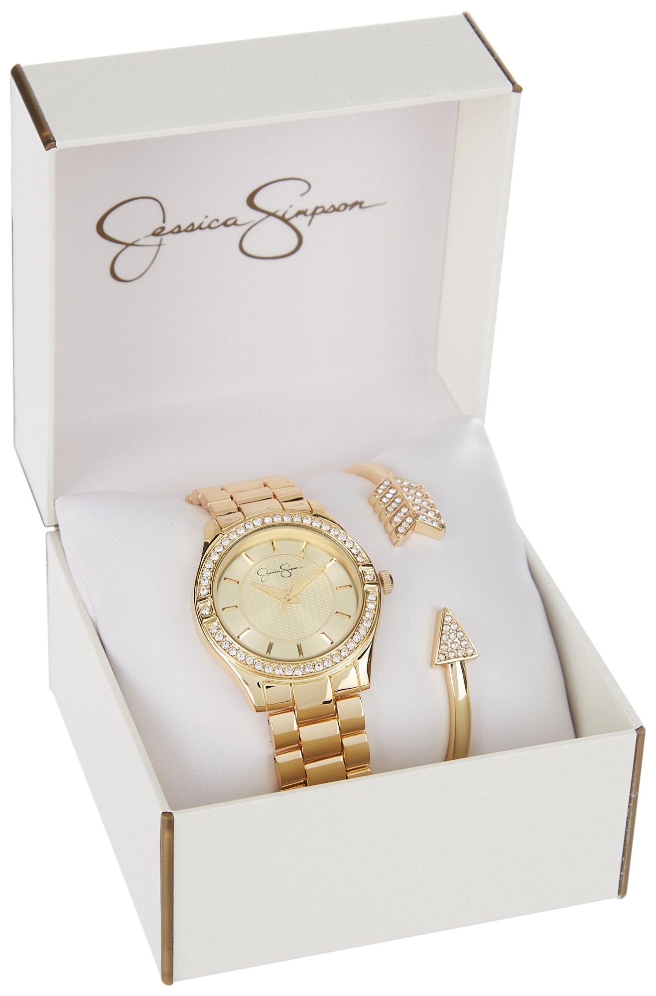 Ellen Tracy 2-Pc. Pave Round Watch & Bracelet Set