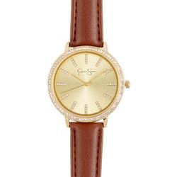 Womens Goldtone Pave Accented Strap Watch