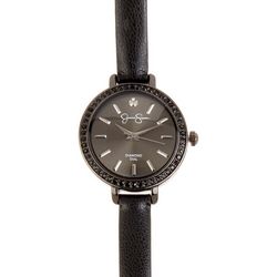 Jessica Simpson Womens Diamond Dial Gunmetal Watch