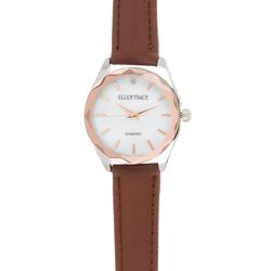 Ellen Tracy Womens Diamond Collection Rose & Brown Watch