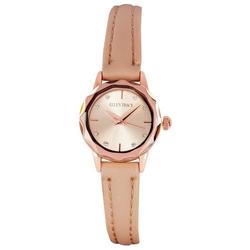 Womens Faceted Leather Band Watch