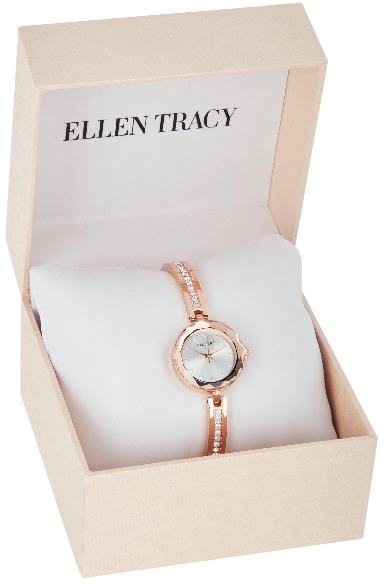  Ellen Tracy Womens Black Gunmetal Face Mesh Watch One