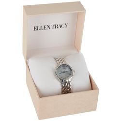Ellen Tracy Womens Round Rhinestone Face Bracelet Watch