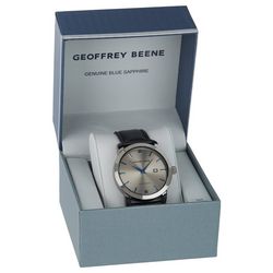 Geoffrey Beene Mens Genuine Sapphire Leather Watch