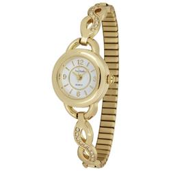 Womens Pave Open Twisted Link Band Analog Watch