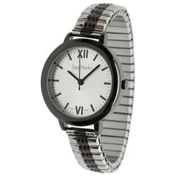 Womens Roman Numeral Silver Tone Stretch Watch