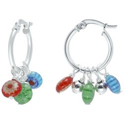 Bunulu Glass Millefiori Beads Hoop Dangle Earrings
