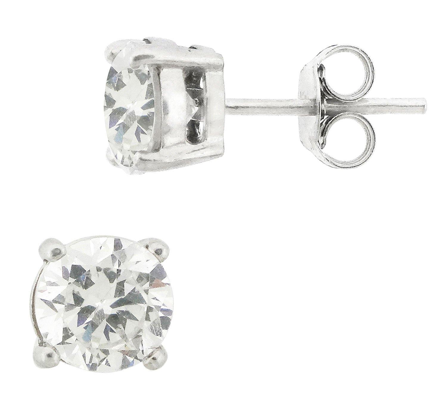 Signature Sterling Silver Round CZ Stud Earrings 729881284445 | eBay