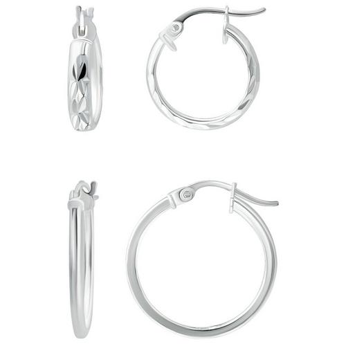 Piper & Taylor 2-Pc. Silver Tone Hoops Earring