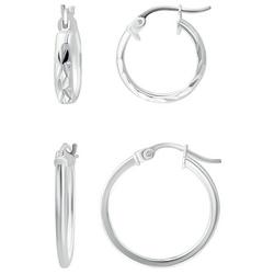 2-Pc. Silver Tone Hoops Earring Set