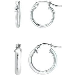 2-Pc. Silver Tone Small Hoops Earring Set