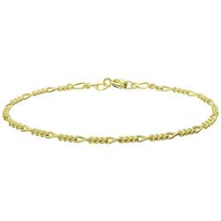 Gold Tone Figaro Linked Chain Bracelet