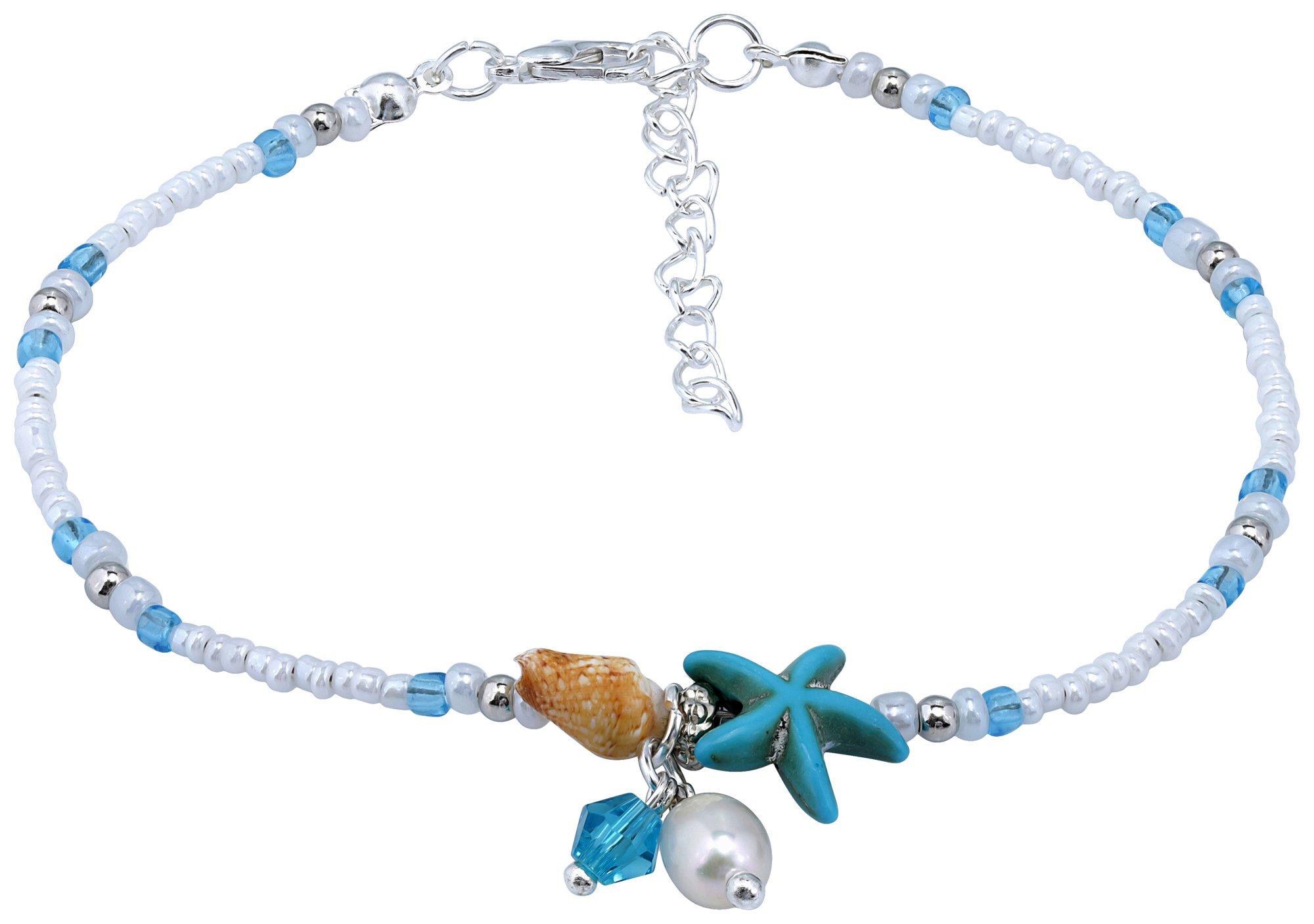 Beach Chic Sea Charms Beaded Anklet With Extender