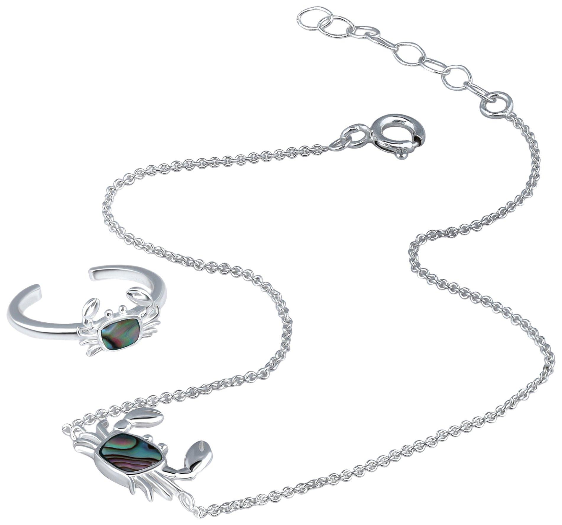 Beach Chic 2-Pc. Abalone Crab Anklet & Toe Ring Set