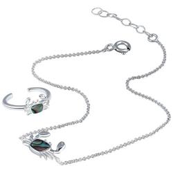 2-Pc. Abalone Crab Anklet & Toe Ring Set