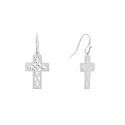 Piper & Taylor Filigree Cross Dangle Earrings