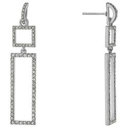 Piper & Taylor Pave Square Dangle Silver Tone Earrings
