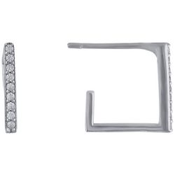 Piper & Taylor CZ Pave Square Hoop Earrings