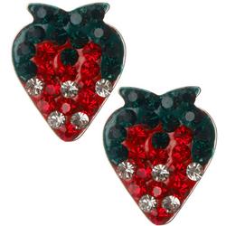 .5 In. Pave Strawberry Stud Earrings