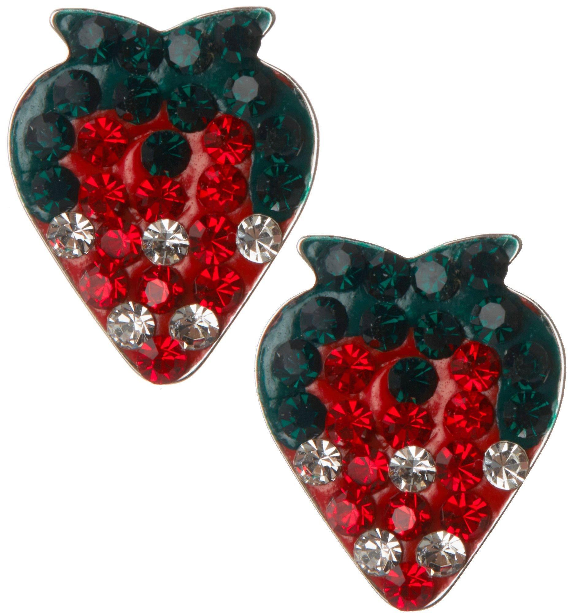 .5 In. Pave Strawberry Stud Earrings