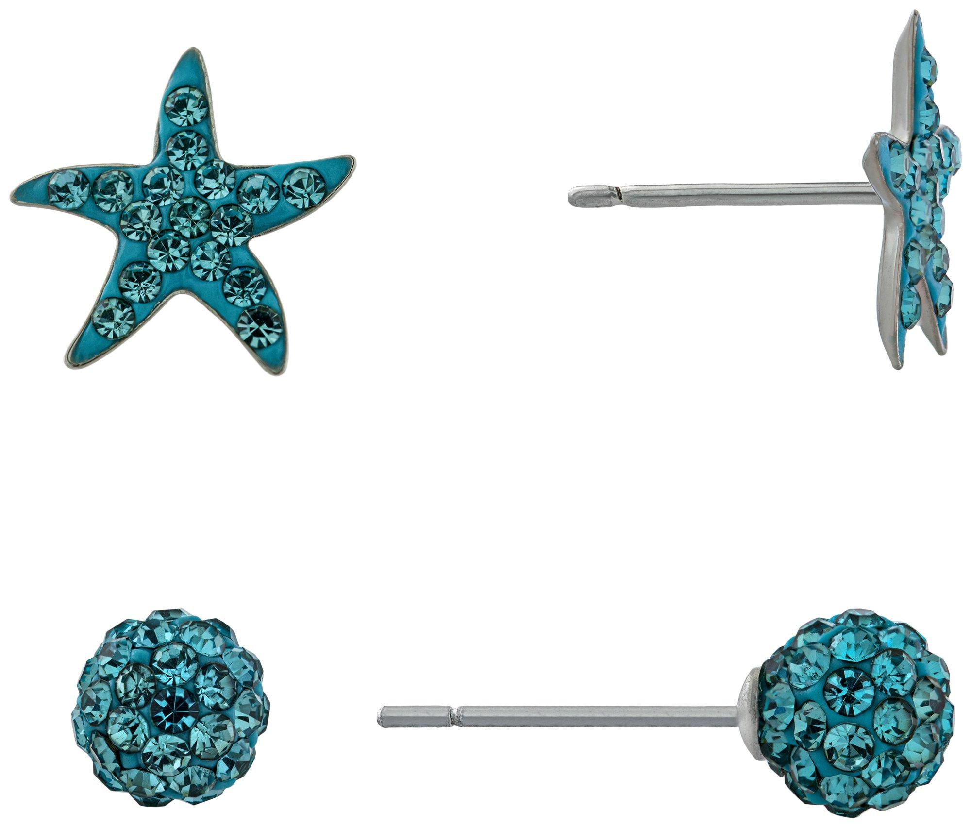 Rhinestone Starfish Sphere Earrings