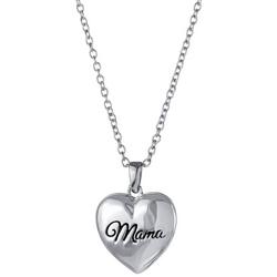 Mama Heart Silver Tone Chain Necklace