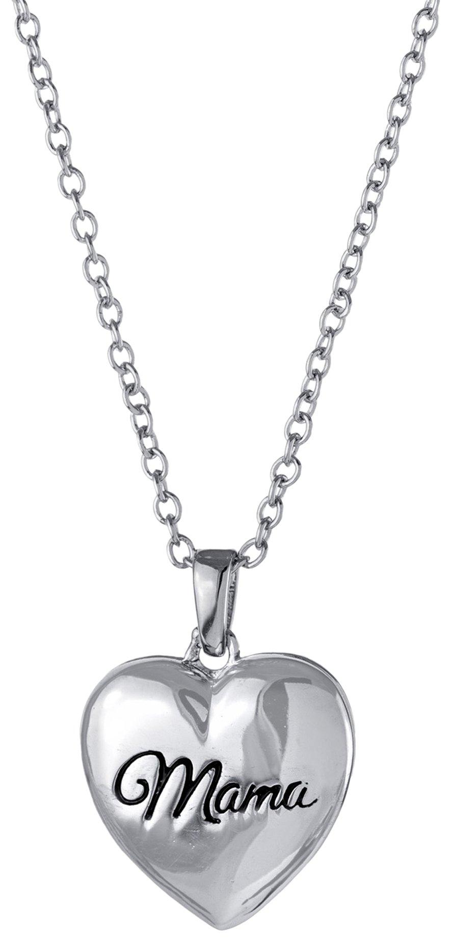 Mama Heart Silver Tone Chain Necklace