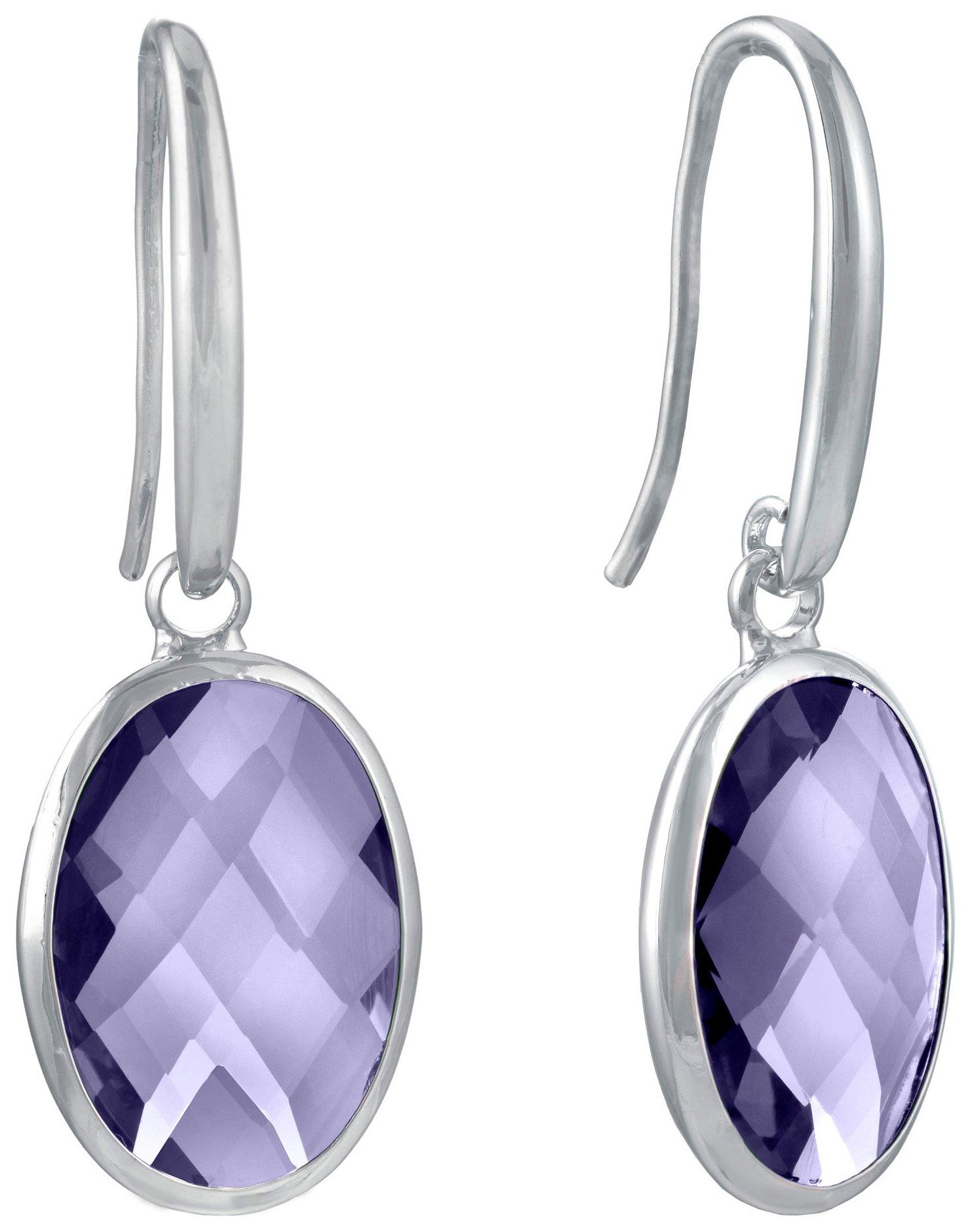 Faceted Oval Glass Dangle Earrings