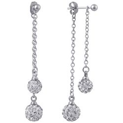 Piper & Taylor Pave Ball 2-Row Chain Dangle Earrings