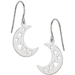 1 In. Starry Crescent Moon Dangle Earrings