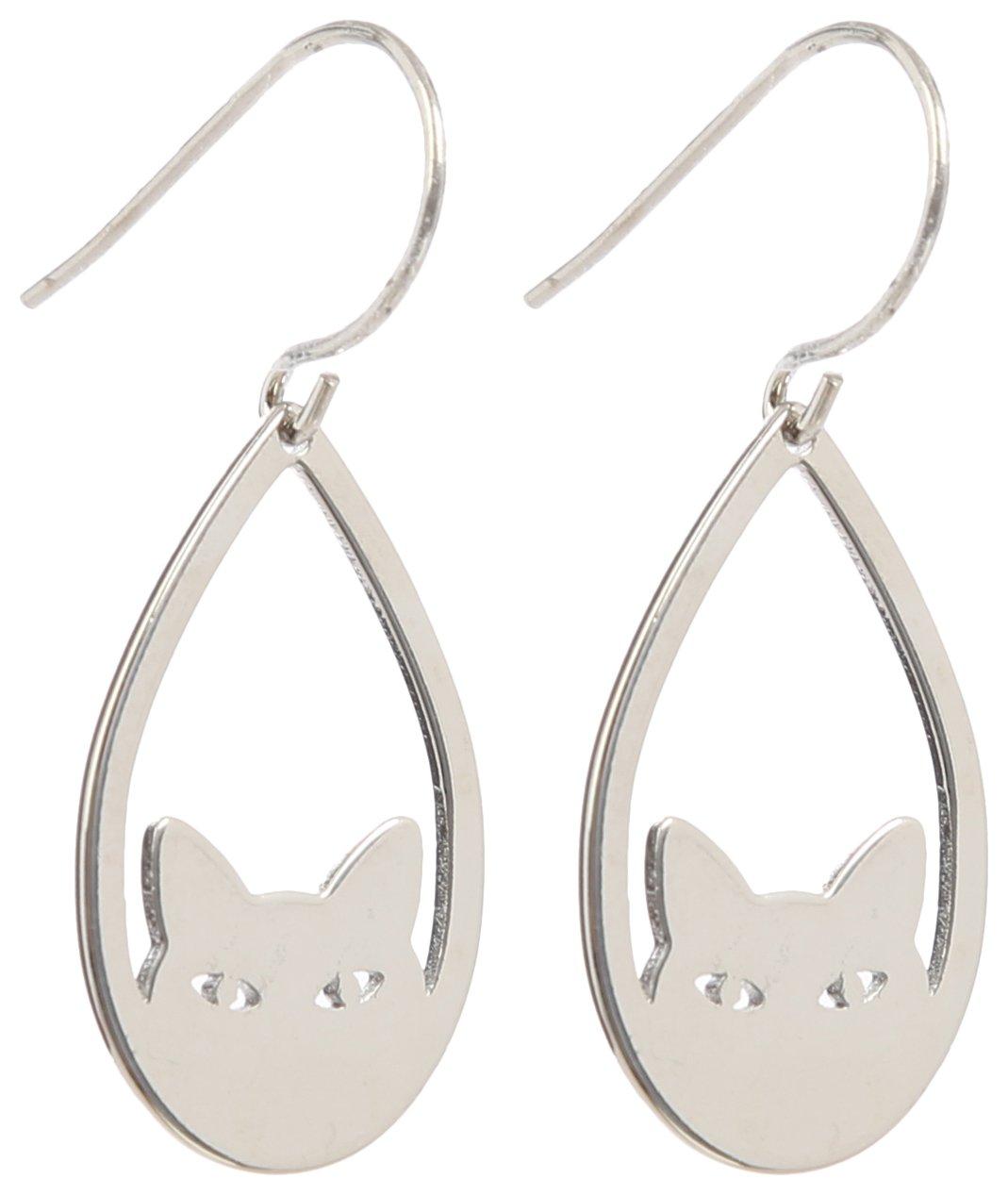 Piper & Taylor 1.25 In. Cutout Cat Teardrop Dangle Earrings