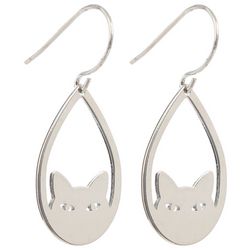 Piper & Taylor 1.25 In. Cutout Cat Teardrop Dangle Earrings