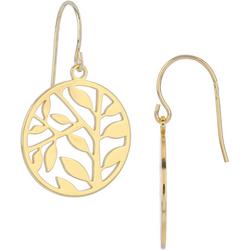 1 In. Leaf Tree Circle Dangle Earrings